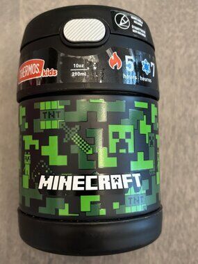Thermos brand Minecraft hot food thermos-NEW but missing integrated spoon